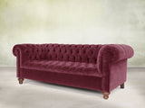 Elsa Bigger 3 Seat Chesterfield Sofa In Wine Lush Velvet