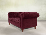 Elsa Bigger 3 Seat Chesterfield Sofa In Wine Lush Velvet