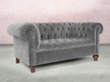 Elsa Snug 2 Seat Chesterfield Sofa In Dove Vintage Velvet