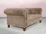 Elsa Snug 2 Seat Chesterfield Sofa In Mocha Vintage Velvet