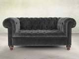 Elsa Snug 2 Seat Chesterfield Sofa In Nickel Lush Velvet