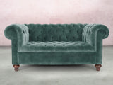 Elsa Snug 2 Seat Chesterfield Sofa In Ocean Storm Vintage Velvet
