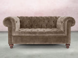 Elsa Snug 2 Seat Chesterfield Sofa In Otter Vintage Velvet