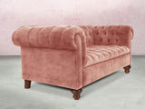 Elsa Snug 2 Seat Chesterfield Sofa In Pink Blush Vintage Velvet