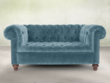 Elsa Snug 2 Seat Chesterfield Sofa In Sky Lush Velvet