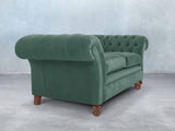 Flora 2 Seat Chesterfield Sofa In Aqua Lush Velvet