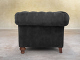 Flora 2 Seat Chesterfield Sofa In Black Cat Vintage Velvet