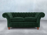 Flora 2 Seat Chesterfield Sofa In Dark Green Lush Velvet
