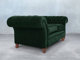 Flora 2 Seat Chesterfield Sofa In Dark Green Lush Velvet