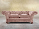 Flora 2 Seat Chesterfield Sofa In Dusky Pink Vintage Velvet