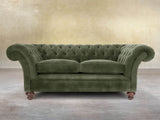 Flora 2 Seat Chesterfield Sofa In Jade Vintage Velvet