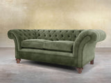 Flora 2 Seat Chesterfield Sofa In Jade Vintage Velvet