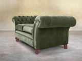 Flora 2 Seat Chesterfield Sofa In Jade Vintage Velvet