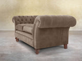 Flora 2 Seat Chesterfield Sofa In Otter Vintage Velvet
