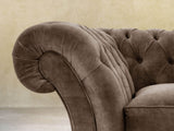 Flora 2 Seat Chesterfield Sofa In Otter Vintage Velvet