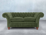 Flora 2 Seat Chesterfield Sofa In Pine Lush Velvet