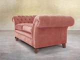 Flora 2 Seat Chesterfield Sofa In Pink Blush Vintage Velvet