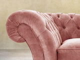 Flora 2 Seat Chesterfield Sofa In Pink Blush Vintage Velvet