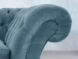 Flora 2 Seat Chesterfield Sofa In Sky Lush Velvet