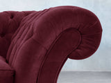 Flora 2 Seat Chesterfield Sofa In Wine Lush Velvet