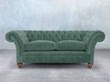 Flora 3 Seat Chesterfield Sofa In Aqua Lush Velvet