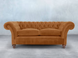 Flora 3 Seat Chesterfield Sofa In Burnt Orange Lush Velvet