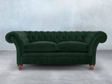 Flora 3 Seat Chesterfield Sofa In Dark Green Lush Velvet