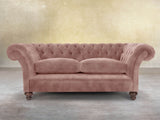 Flora 3 Seat Chesterfield Sofa In Dusky Pink Vintage Velvet