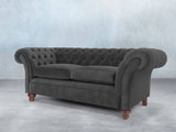Flora 3 Seat Chesterfield Sofa In Nickel Lush Velvet