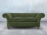 Flora 3 Seat Chesterfield Sofa In Pine Lush Velvet