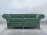 Flora 4 Seat Chesterfield Sofa In Aqua Lush Velvet