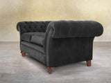 Flora 4 Seat Chesterfield Sofa In Black Cat Vintage Velvet