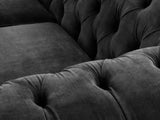Flora 4 Seat Chesterfield Sofa In Black Cat Vintage Velvet