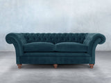 Flora 4 Seat Chesterfield Sofa In Blue Lush Velvet