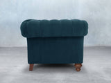 Flora 4 Seat Chesterfield Sofa In Blue Lush Velvet
