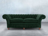 Flora 4 Seat Chesterfield Sofa In Dark Green Lush Velvet