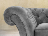 Flora 4 Seat Chesterfield Sofa In Dove Vintage Velvet