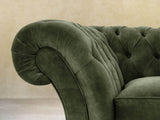 Flora 4 Seat Chesterfield Sofa In Jade Vintage Velvet