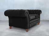 Flora 4 Seat Chesterfield Sofa In Jet Black Lush Velvet