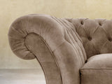 Flora 4 Seat Chesterfield Sofa In Mocha Vintage Velvet