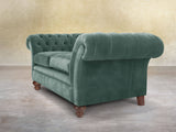 Flora 4 Seat Chesterfield Sofa In Ocean Storm Vintage Velvet