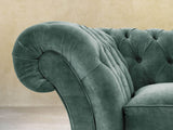 Flora 4 Seat Chesterfield Sofa In Ocean Storm Vintage Velvet