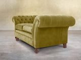 Flora 4 Seat Chesterfield Sofa In Olive Vintage Velvet
