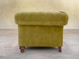 Flora 4 Seat Chesterfield Sofa In Olive Vintage Velvet