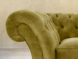 Flora 4 Seat Chesterfield Sofa In Olive Vintage Velvet