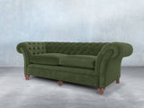 Flora 4 Seat Chesterfield Sofa In Pine Lush Velvet