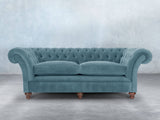 Flora 4 Seat Chesterfield Sofa In Sky Lush Velvet