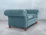 Flora 4 Seat Chesterfield Sofa In Sky Lush Velvet