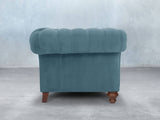 Flora 4 Seat Chesterfield Sofa In Sky Lush Velvet