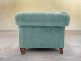 Flora 4 Seat Chesterfield Sofa In Summer Mist Vintage Velvet